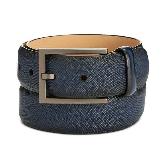 Alfani Other - Alfani Faux-Saffiano Navy Blue Belt Mens Size 44